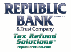 Republic Bank. Tax Refund Solutions. Member FDIC.